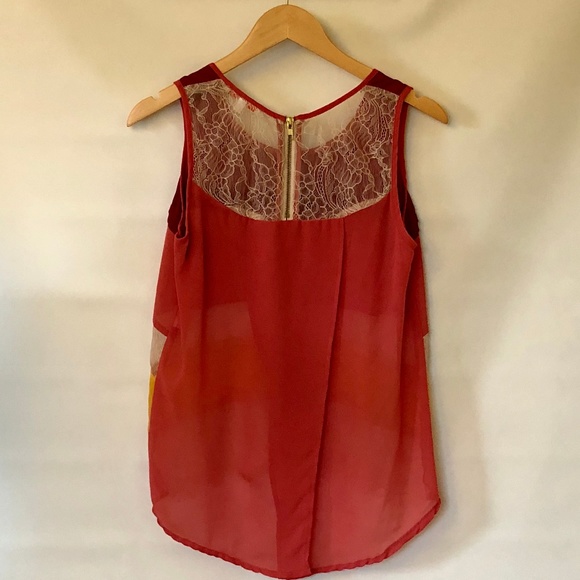 Margo & Sebastian Lace & Zipper Sheer Top - Picture 2 of 6